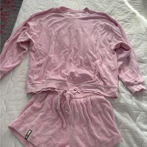 Pink Sweatshirt and Shorts Set